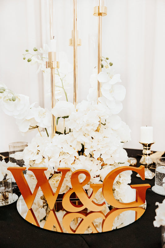 Custom Wedding Table Letters – Personalised Couple Gift, Freestanding Wooden Initials with & Sign