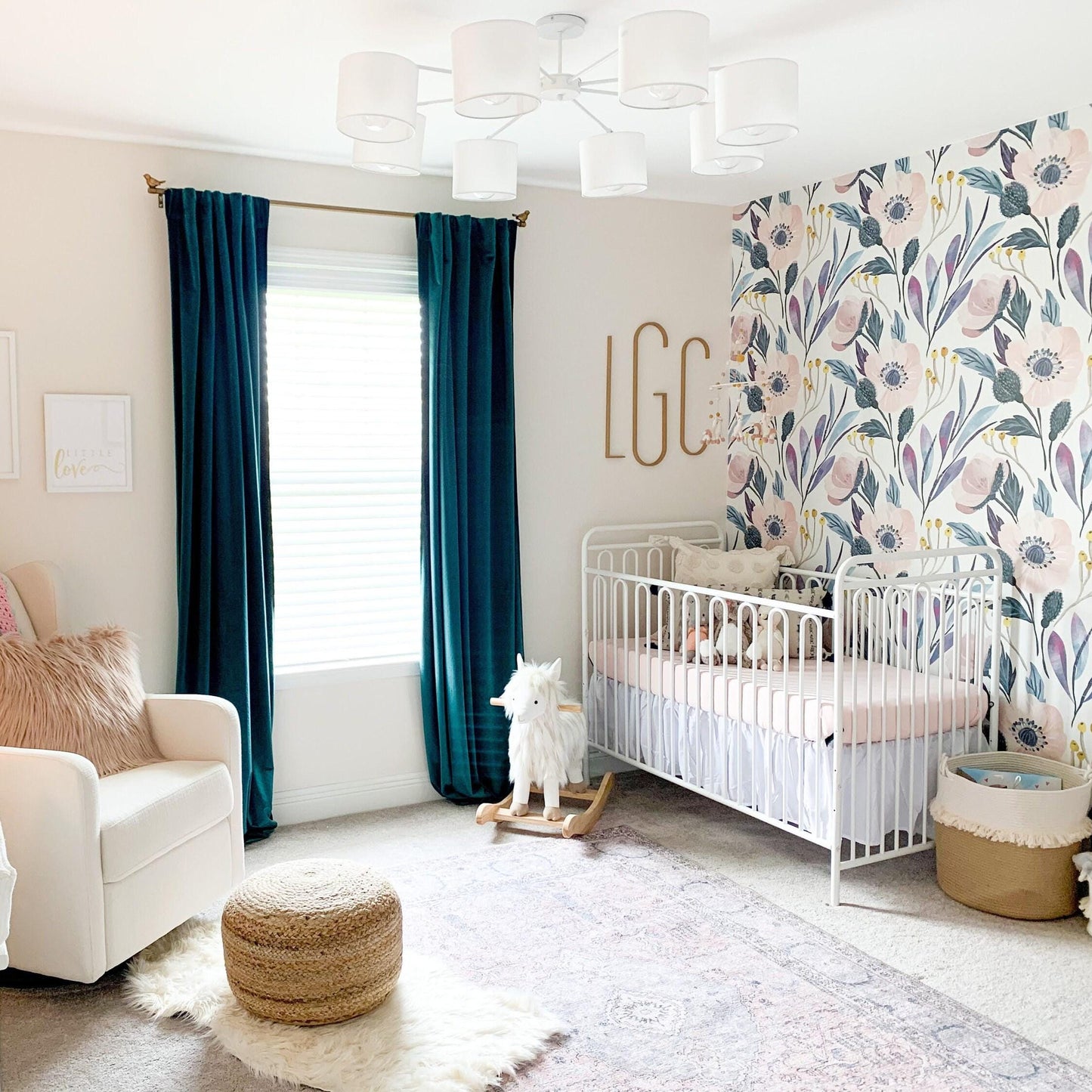 modern monogram letters for nursery wall decor, custom mid century modern set of initials above bed decor