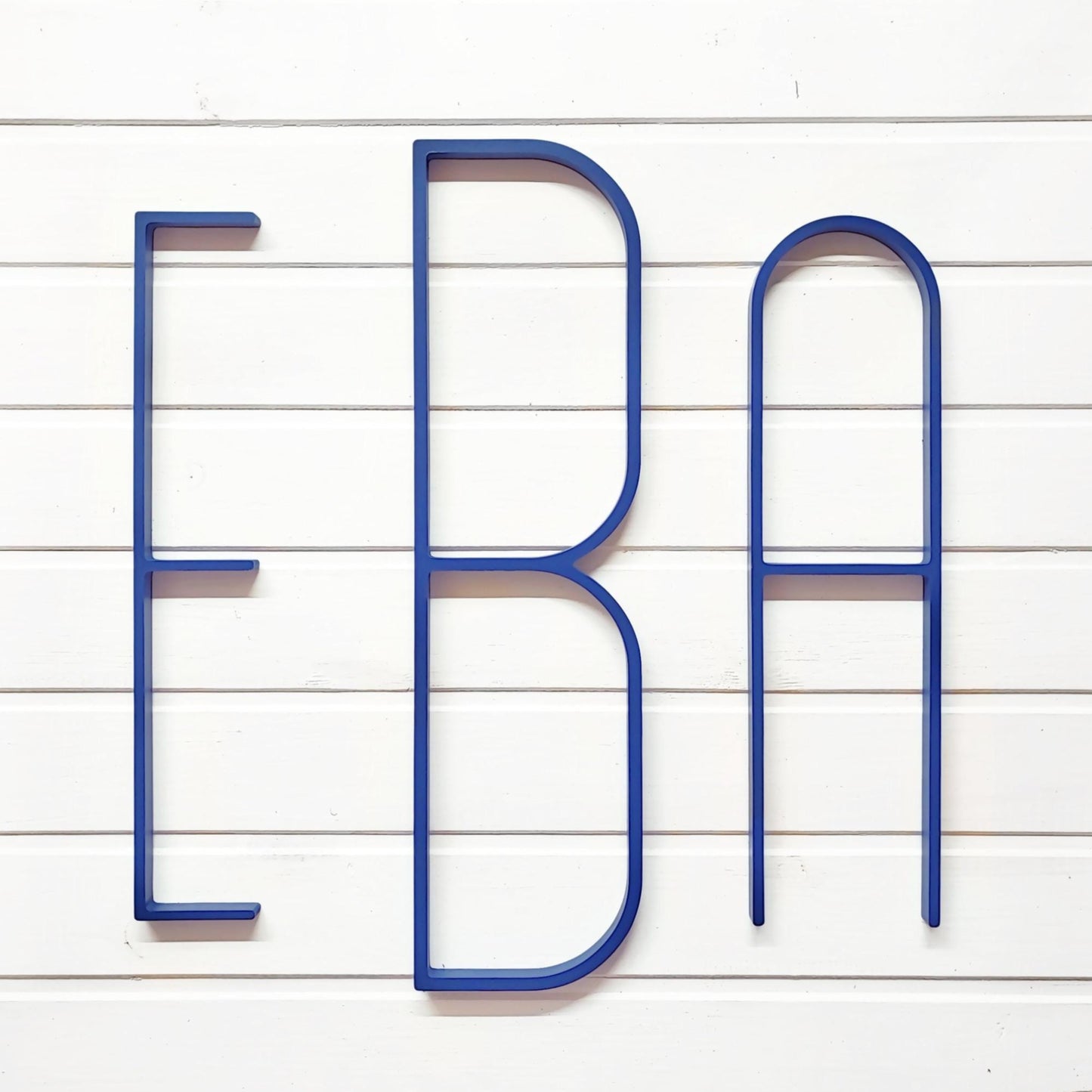 modern monogram letters for nursery wall decor, custom mid century modern set of initials above bed decor
