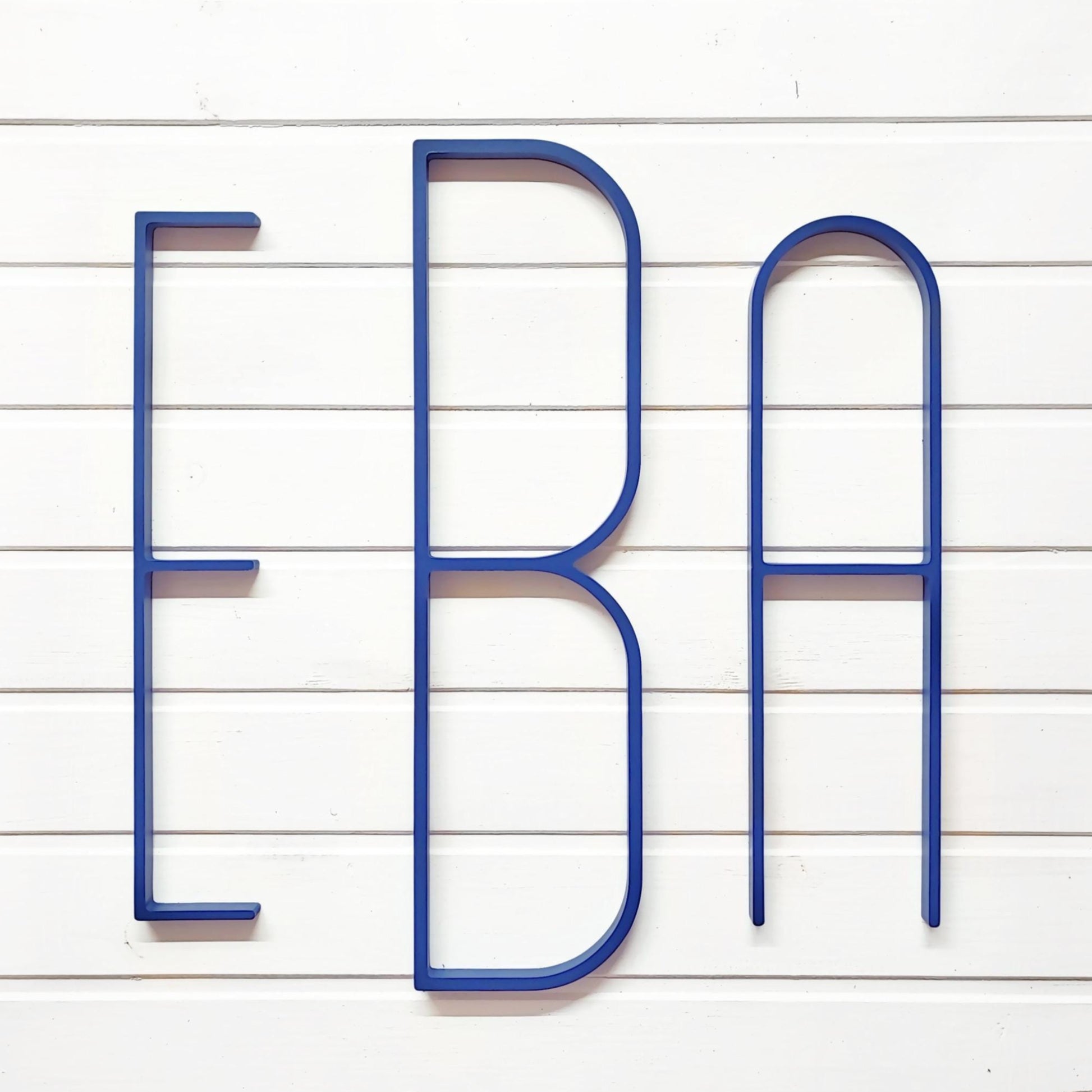 modern monogram letters for nursery wall decor, custom mid century modern set of initials above bed decor