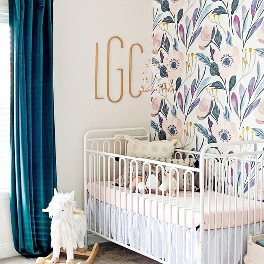 modern monogram letters for nursery wall decor, custom mid century modern set of initials above bed decor