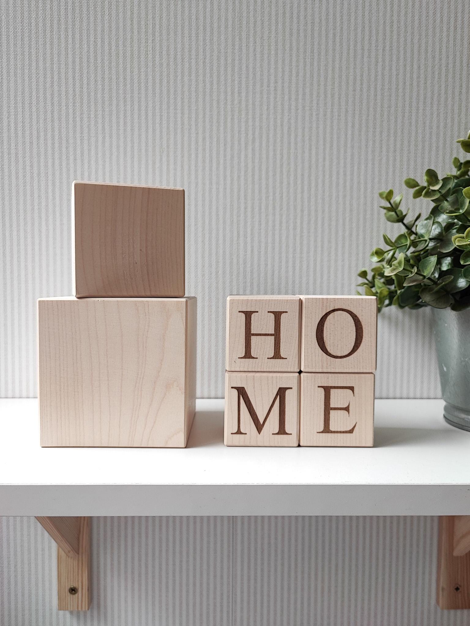 HOME Wooden Blocks – Modern Farmhouse Entryway Table or Mantle Decor, Standing HOME Sign Custom Gift for New Homeowners