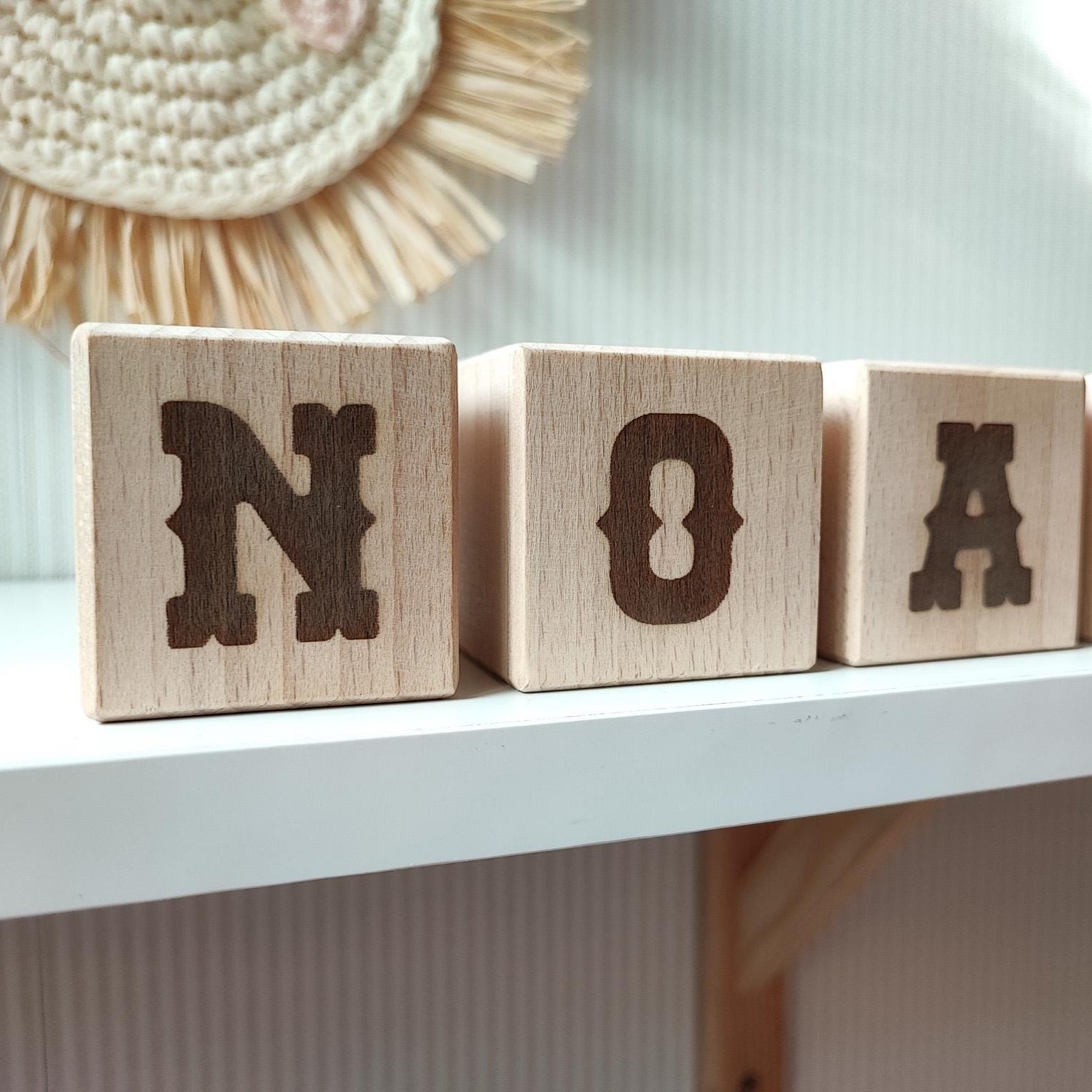 Personalized Wooden Name Blocks – Custom Nursery or Playroom Decor & New Baby Gift, Natural Wood Toddler Gift for Birthday or Christmas