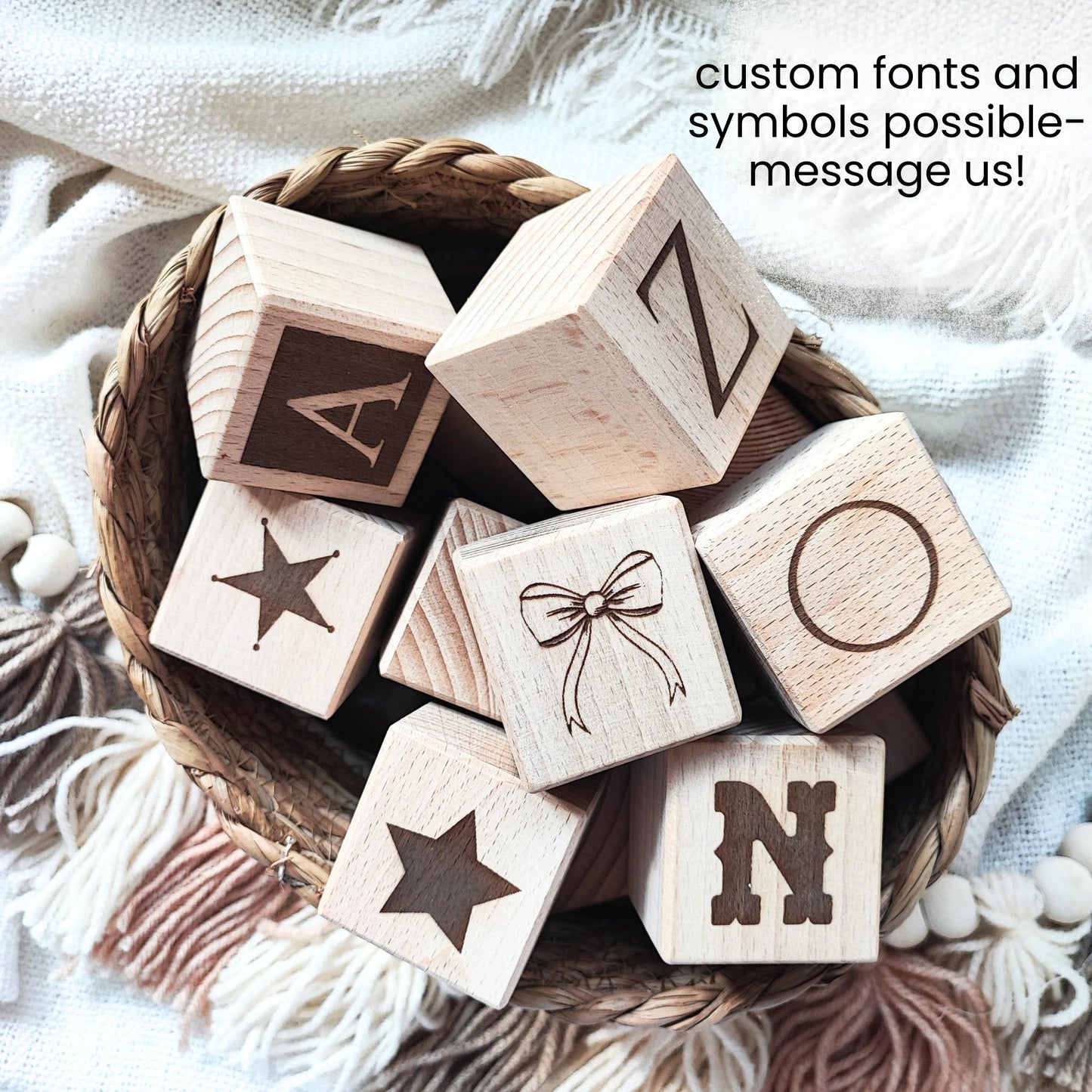 Personalized Wooden Name Blocks – Custom Nursery or Playroom Decor & New Baby Gift, Natural Wood Toddler Gift for Birthday or Christmas