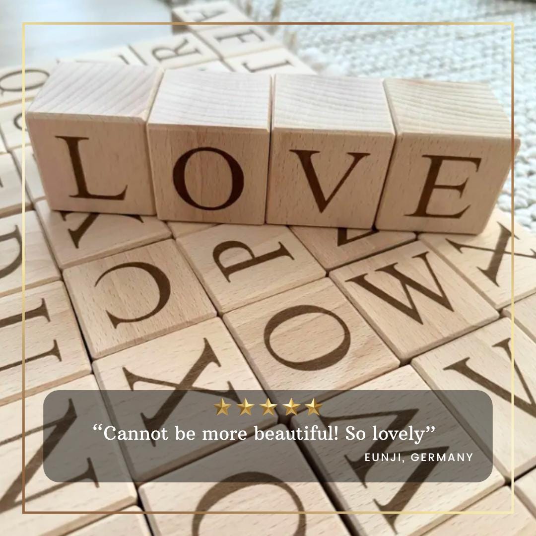 Personalized Wooden Name Blocks – Custom Nursery or Playroom Decor & New Baby Gift, Natural Wood Toddler Gift for Birthday or Christmas