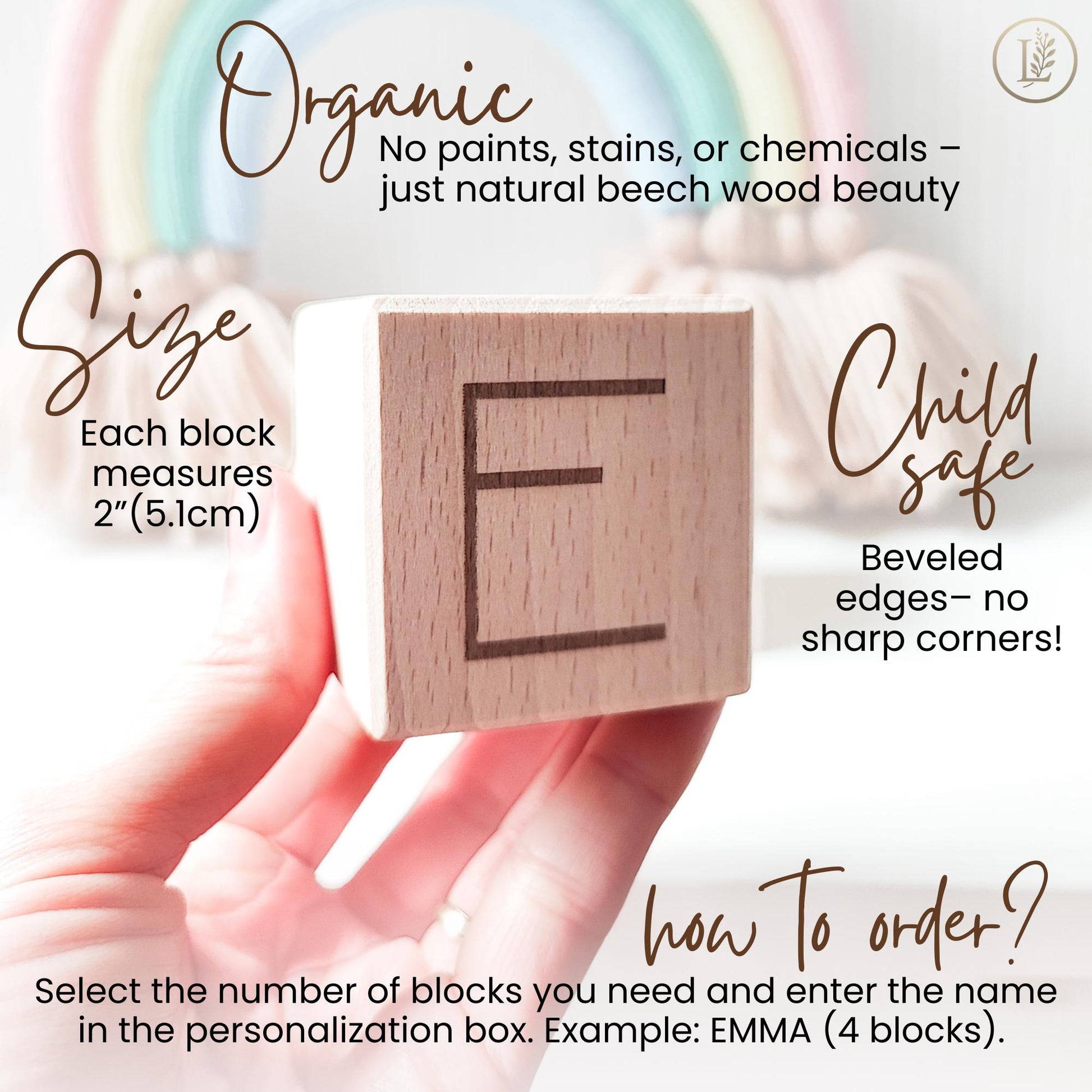 Personalized Wooden Name Blocks – Custom Nursery or Playroom Decor & New Baby Gift, Natural Wood Toddler Gift for Birthday or Christmas