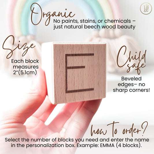 Personalized Wooden Name Blocks – Custom Nursery or Playroom Decor & New Baby Gift, Natural Wood Toddler Gift for Birthday or Christmas