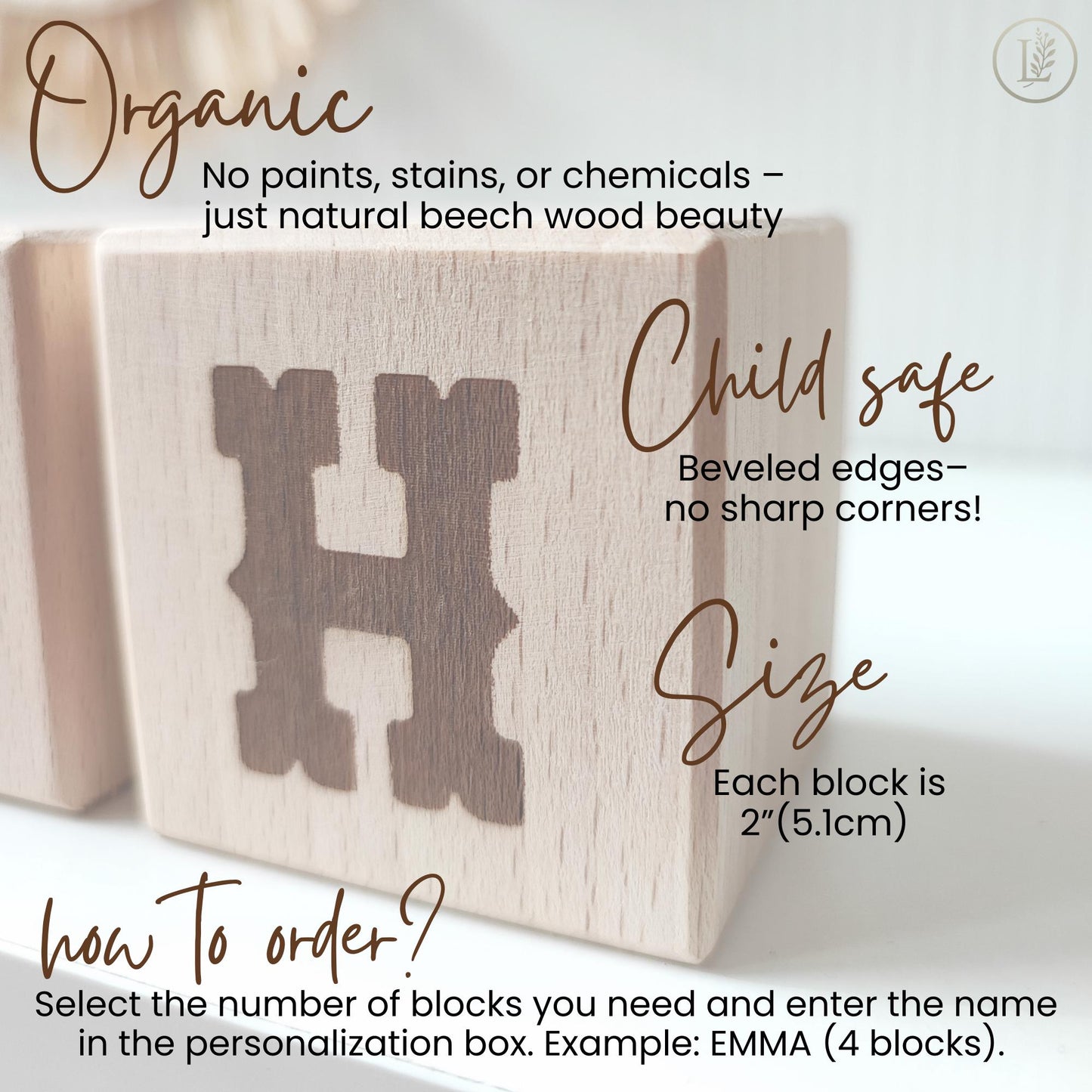 Personalized Wooden Name Blocks – Custom Nursery or Playroom Decor & New Baby Gift, Natural Wood Toddler Gift for Birthday or Christmas