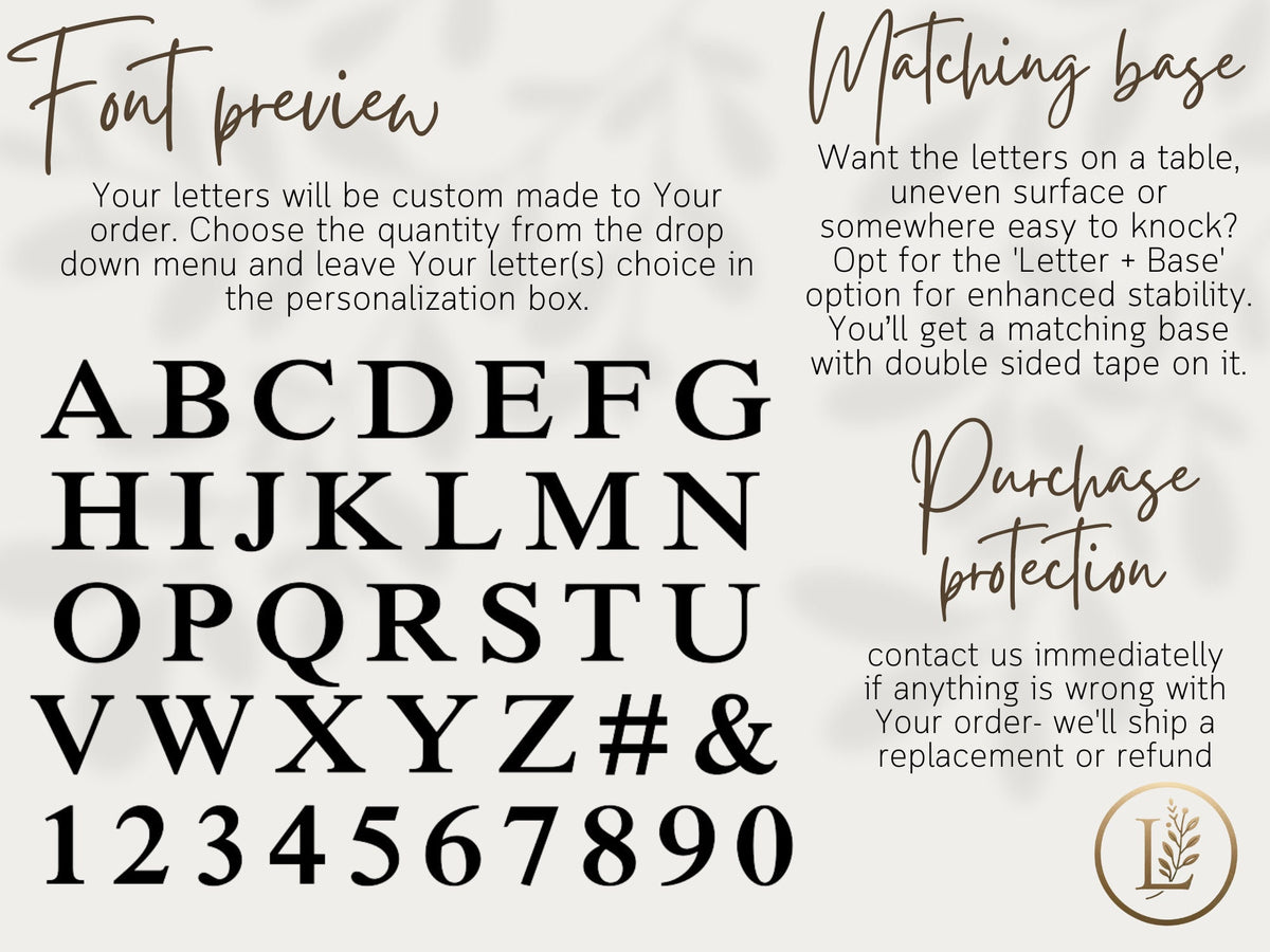 Custom Wedding Table Letters – Personalised Couple Gift, Freestanding Wooden Initials with & Sign