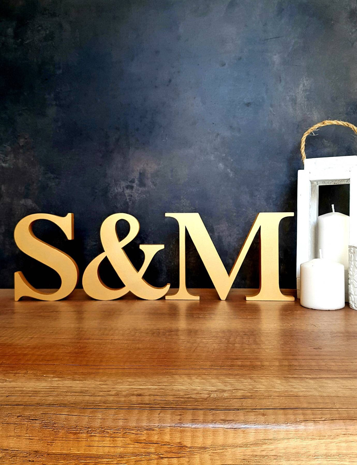 Custom Wedding Table Letters – Personalised Couple Gift, Freestanding Wooden Initials with & Sign