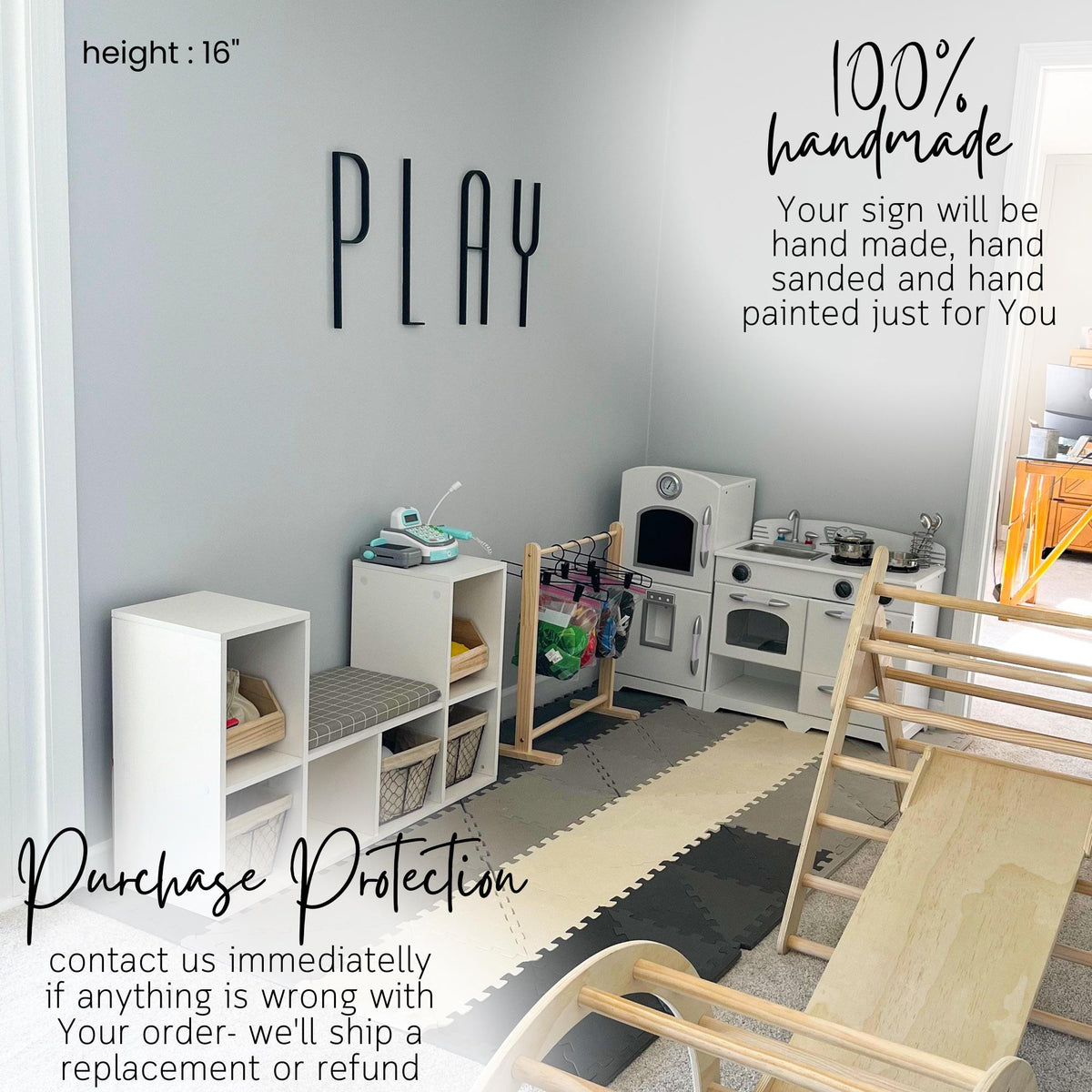 Wooden PLAY Sign – Playroom and Game Room Decor