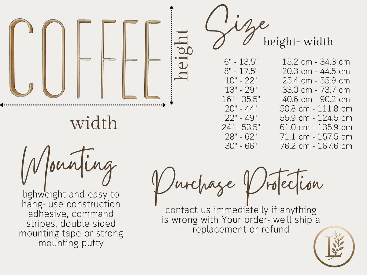 Modern COFFEE Sign – Wooden Letters for Home or Cafe