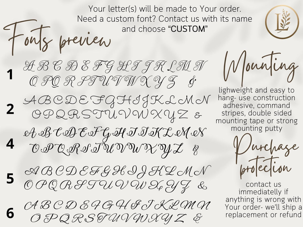 Preppy Cursive Wall Letter – Custom Dorm Monogram