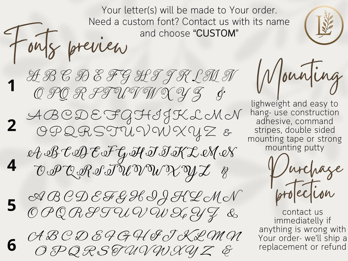 Extra Large Wooden Wall Letter – Custom Calligraphy Monogram